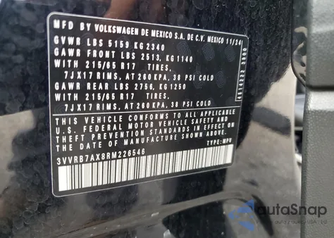 2024 Volkswagen Tiguan S z USA, uszkodzony, nr VIN 3VVRB7AX8RM226546